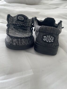 Hey Dude Black and Grey Knit Slip-On Sneakers